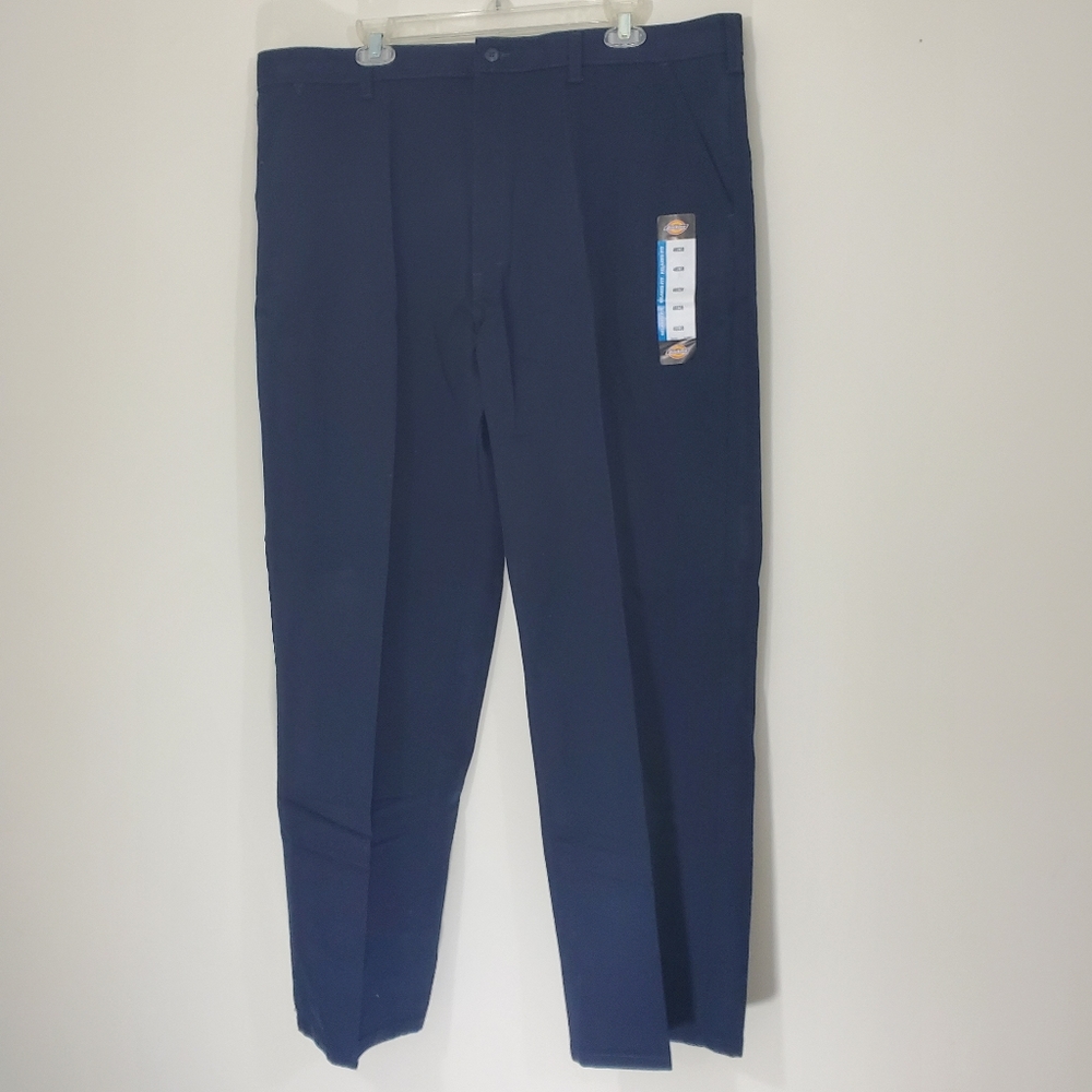 Dickies Flat Front Relaxed Fit Navy Work Pants, Size 40x30